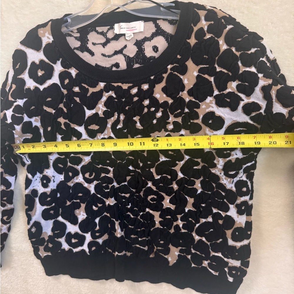 Vince Camuto Leopard Oversized Sweater Textured Animal Print Crew Top Neutral L - Picture 14 of 15